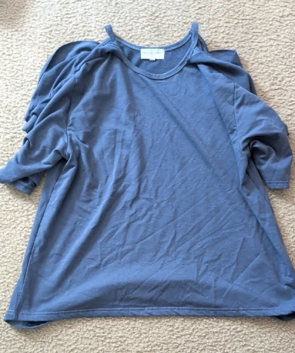 Casual Slate Blue Women’s Short Sleeve Tee Dress - Picture 2 of 5